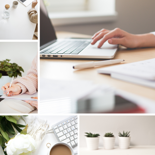 Beige White Minimalist Work Space Home Photo Collage A4 Document Beige White Minimalist Work Space Home Photo Collage A4 Document