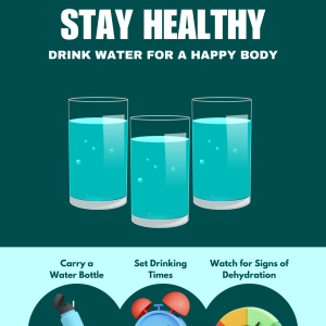 Blue and White Illustrative Stay Hydrated Stay Healthy Poster stay hydrated